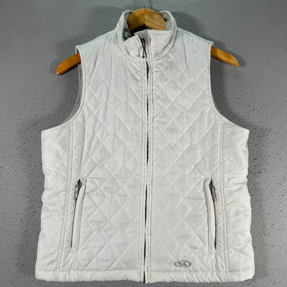 Marker Sherpa Lined Vest Womens Medium White Quilted Full Zip Mockneck Outdoors